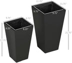 Outsunny 2-Pack Outdoor Planter Set with Drainage Holes, 22in & 18in, Black - Image 3