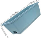 Vegetable Planter Pot with Tray 2 Sets Medium Rectangular Plastic Window Box Flower Holder Blue for Indoor Outdoor Garden Balcony - Image 2