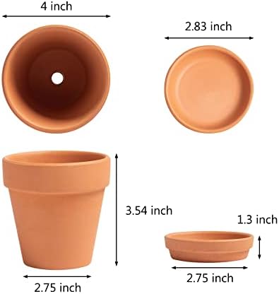 HERDUK Terracotta Starter Pots with Saucers – 4 Inch Clay Planting System for Healthy Roots, Reliable Drainage & Indoor Growing, Ideal for Succulents, Seedlings & Small Spaces - Image 3