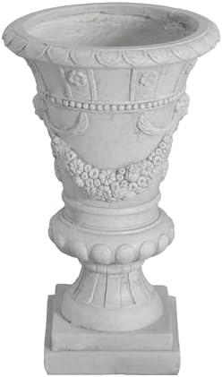 Merax 23.75'' H MGO Garden Urn Planter with Drainage Hole, Hand-Painted Outdoor & Indoor Decorative Urn, Light Grey - Image 3