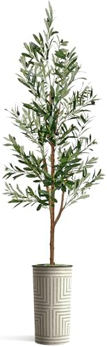 Artificial Tree in Optional Designed Pot, Fake Olive Silk Tree for Indoor and Outdoor Home Decoration - 68" Overall Tall (Plant Pot Plus Tree) - Image 2