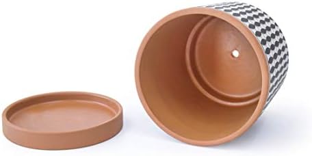 D'vine Dev Set of 2 Terracotta Pots, 4 Inch and 6 Inch, Planter Pots for Plants with Drainage Holes and Saucers, Pottery Red/Black, 31-958-B-2 - Image 2