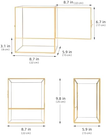 REDHUGO Glass Planter Terrarium with Door, Geometric Display Box, Gold - Image 6