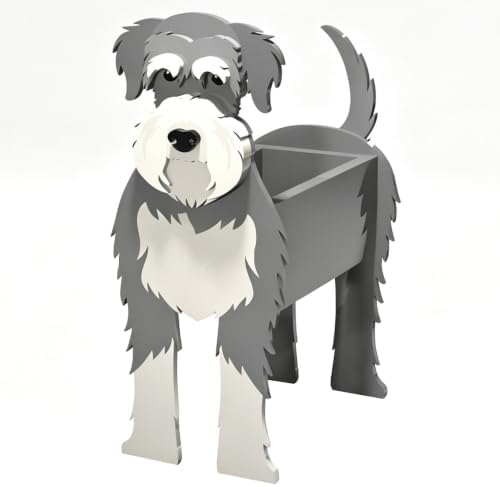 Animal PVC Flower Pot, Schnauzer Shaped Succulent Planter Flower Holder for Garden Patio Balcony Window Sill, for Birthday Pet Lovers, 36x22cm(14x9in) by Unknown