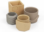 JONATHAN Y Romy Modern Minimalist Handmade Concrete Geometric Planter Set with Drainage Holes, Matte Earthy Neutral (Set of 4) (PLN1005A-4SET) by JONATHANY