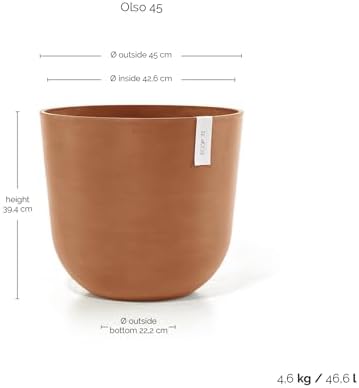 Ecopots Oslo Round Flower Planter, Terracotta Color, 17.75" - Image 3