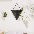 White,M,Wall Planters for Indoor Plants, Geometric Hanging Flower Vase Vessel with Metal Hanger, Creative Wall-Mounted Ceramic Planter - Image 7