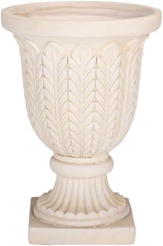 SAFAVIEH Outdoor Patio Furniture Collection - Apollo Off-White Planter Pot, Magnesium Oxide, Pedestal Urn Style (PAT5046A) by Unknown