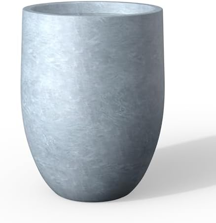 Kante Large Round Bullet Blue Gray Concrete Planter 21.7" Tall, Outdoor by Unknown