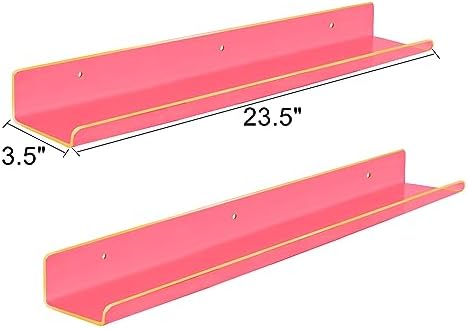 ROYALITA 2-Pack Acrylic Shelves Wall Mounted, 24 Inch Floating Shelves - Image 3