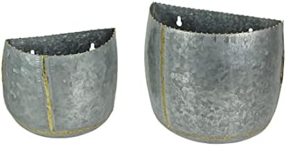 Vintage Look Galvanized Finish Metal Rounded Wall Pocket Set of 2 by Things2Die4