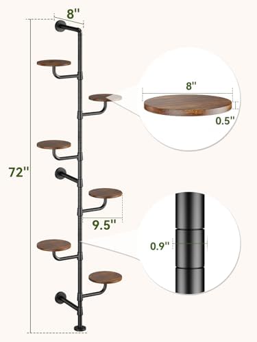 Plant Stand Indoor, Tall Wall Mounted Metal Pole, 6-Tier, C5 - Image 4