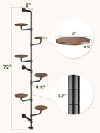 Plant Stand Indoor, Tall Wall Mounted Metal Pole, 6-Tier, C5 - Image 4