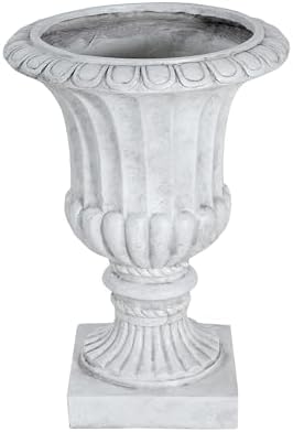 Christopher Knight Home Stella Outdoor Urn Planter with Drainage Hole, Mid-Century Modern Garden Urn, Large Garden Pot, Floral Relief Design, Sturdy MGO Outdoor Planter, Flower Urn, Antique White - Image 5