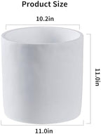 11 Inch Pot for Plants, Large Cement Planter with Drainage Hole, Mid-Century Modern Concrete Flower Pots for Home Decor, Office & Outdoor (White) - Image 3