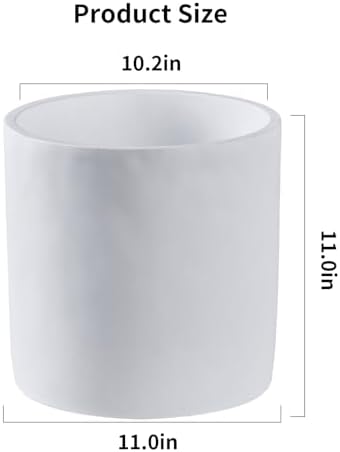 11 Inch Pot for Plants, Large Cement Planter with Drainage Hole, Mid-Century Modern Concrete Flower Pots for Home Decor, Office & Outdoor (White) - Image 3