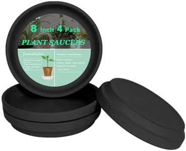 vensovo 8 Inch Black Terracotta Plant Saucer Pots Tray - 4 Pcs Round Planter Saucers for Indoor & Outdoor Plants, Large Clay Trays Perfect for 7 Inch 7.5 Inch 8 Inch Flower Pot by vensovo