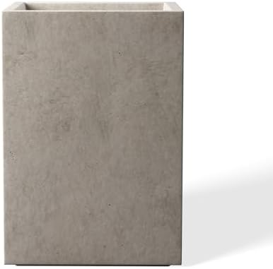 Kante Large Tall Square Weathered Concrete Planter 19" H, Outdoor by Unknown
