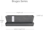 Ecopots Bruges Rectangular Flower Planter with Saucer, Grey, 10" - Image 2