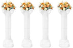 Roman Columns Wedding Stand Roman Pillar Plant Stand Plastic Greek Column Statue Pedestal Flower Pot Holder Decor Wedding Event Party Elegant Decorative Column (White, 4Pcs, 10.63x34.65 Inch) by Unknown