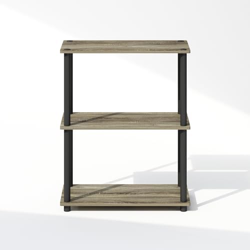 Furinno Turn-N-Tube Book Shelf, 3-Tier Bookshelf, Bookcase with Multipurpose Compact Display Rack, 11.6 x 23.6 x 29.6, for Living Room, Bedroom, Home Office, French Oak/Black - Image 5