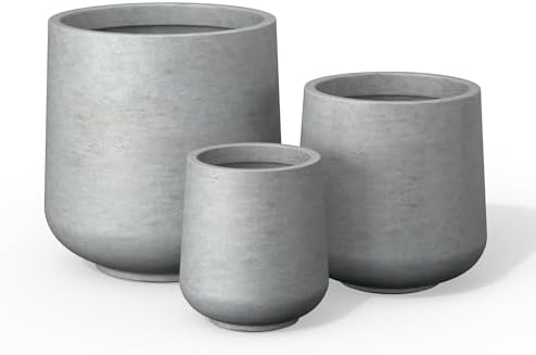 Kante 15.3"+11.6"+8.2" Dia Round Concrete Planter,Large Planter Pots Containers with Drainage Holes for Patio, Balcony, Backyard, Living Room by Unknown