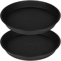 2 Pack of 16 17 inch Plant Saucer (15 inch Base), 2.3" Depth, Plant Trays for Pots, Plastic Plant Saucers for Indoors, Bird Bath Bowls, Flower Pot Drip Trays for Planter (17", Black) by Bleuhome