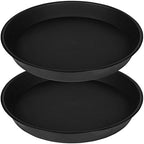 2 Pack of 16 17 inch Plant Saucer (15 inch Base), 2.3" Depth, Plant Trays for Pots, Plastic Plant Saucers for Indoors, Bird Bath Bowls, Flower Pot Drip Trays for Planter (17", Black) by Bleuhome