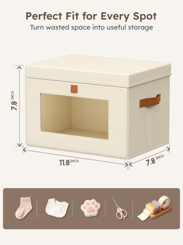 Homsorout Small Closet Storage Bins - Closet Shelf Organizer with Open Window, 4 Pack, Beige - Image 7