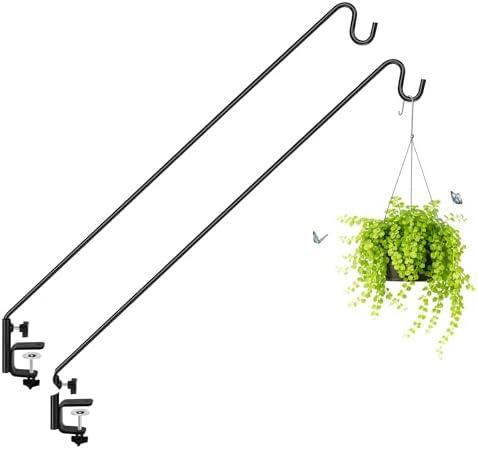 ERYTLLY Extended Reach Deck Hook Wall Pole Wall Mounted Deck Hook Extensible and 43 inch Wall Bracket for Hanging Bird Feeder,Plants,Wind Chimes,Lanterns 2 Packs by ERYTLLY