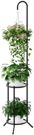 2 Tiers Hanging Metal Plant Stand Space Saving Corner Plant Holder by PULIJIAJU
