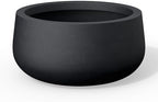 Kante Modern Home Minimalist 20" Dia Black Concrete Bowl Planter by Unknown