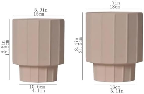 Planter High Foot Terra Cotta Flower Pot, with Striped Textured Desktop Plant, for Windowsill Living Room Kitchen Container Garden(Small) - Image 2
