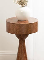 Kate and Laurel Solbrett Transitional Sophisticated Drink Table; 10 x 10 x 22; Walnut Brown; Mid-Century Sculptural Bedroom Nightstand with Unique Pedestal Table Design for Use as Indoor Plant Stand - Image 5
