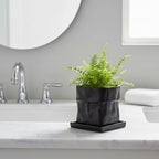 Nihow 6 Inch Ceramic Plant Pot with Drainage & Square Saucer,Black - Image 6