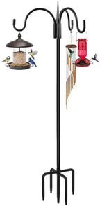 FEED GARDEN Heavy Duty Shepherds Hook 92" Triple Hooks - Metal 5-Prong Base, Adjustable (44/60/76/92") - 15lb Capacity Bird Feeder Pole for Hanging Plants, Solar Lanterns, Wind Chimes, 1 Pack by FEEDGARDEN