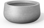 Kante Modern Home Minimalist 16" Dia Pale Gray Concrete Bowl Planter by Unknown