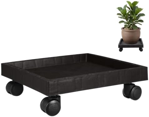 Cabilock Square Plant Stand Caddy Plant Saucer Tray with Wheels Flower Pot Tray Caster Wheels (Black) by cabilock