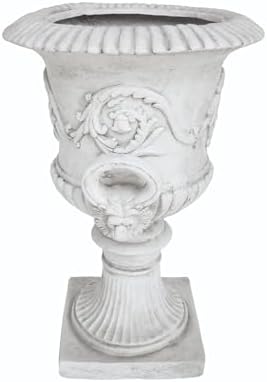 Large Antique White Magnesium Oxide Outdoor Urn Planter, Classical Style, 18.75 x 28.25 Inch (Antique White) - Image 5