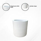 Round Concrete/Fiberglass Indoor & Outdoor Lightweight Decorative Plant Pots with Drainage Hole, Single Planter, 9.8" L, Pure White - Image 7