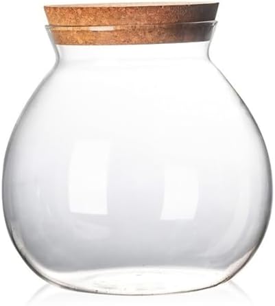 Terrarium Jar, 1800ml Glass Plant Terrarium, Closed Container with Cork Lid for Succulents, Fish Bowl Vase Container by Unknown