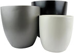 Santiago Round Cylinder Fiberglass Planter (D:10.75" x H:10.5", Metallic Grey) - Image 2