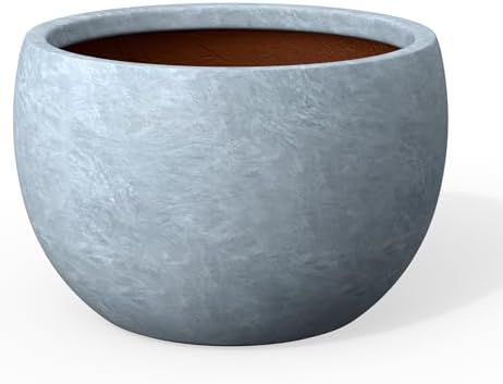 Kante Modern Home Minimalist 11.8" Dia Blue Gray Concrete Bowl Planter by Unknown