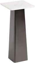 Kate and Laurel Quinley Modern Square Marble Drink Table, 10 x 10 x 22, White Marble and Gray Gunmetal, Contemporary Marble Pedestal Table for Use as Living Room Plant Stand or Bedroom Mini Table by KateandLaurel