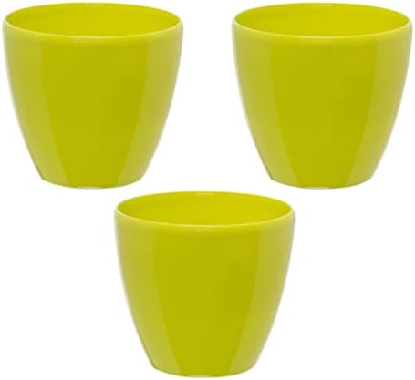 DECOPOTS - 3 Pack Self Watering Planter - Indoor/Outdoor Decorative Flower Pot with Drainage Cartridge and Water Level Indicator (6.7", Lime) by DecoPots-SelfWateringPots