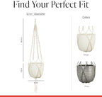 Scheurich Corteza Sky Pimienta Ceramic 6.1" Hanging Planter – with 35.4" Macramé Hanger - Waterproof - Boho Decorative Hanging Basket for Indoor Plants, Succulents&Flowers - Made in Germany - 0.7 gl - Image 4