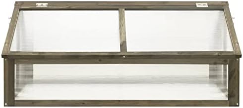 Firwood Garden Portable Greenhouse, Wooden Greenhouse Raised Flower Planter with 2 Roofs, Garden Portable Mini Greenhouse Cabinet for Outdoor Indoor Use 44.8" x 31.4" x 19.6"/Gray - Image 3