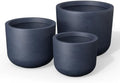 Kante Set of 3 Charcoal Concrete Capsule Round Planters for Modern Home by Unknown
