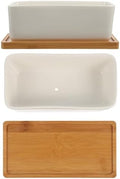 TEHAUX 2 Sets Ceramic Succulent Flowerpot with Tray for Desk Decor by TEHAUX