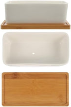 TEHAUX 2 Sets Ceramic Succulent Flowerpot with Tray for Desk Decor by TEHAUX